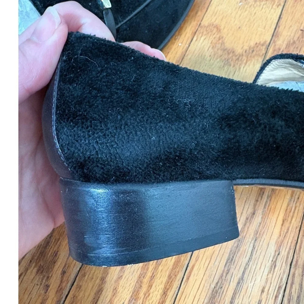 Gucci Marmont Mid‑Heel Suede Loafers Early Bar Hardware Version Black Women's 6B